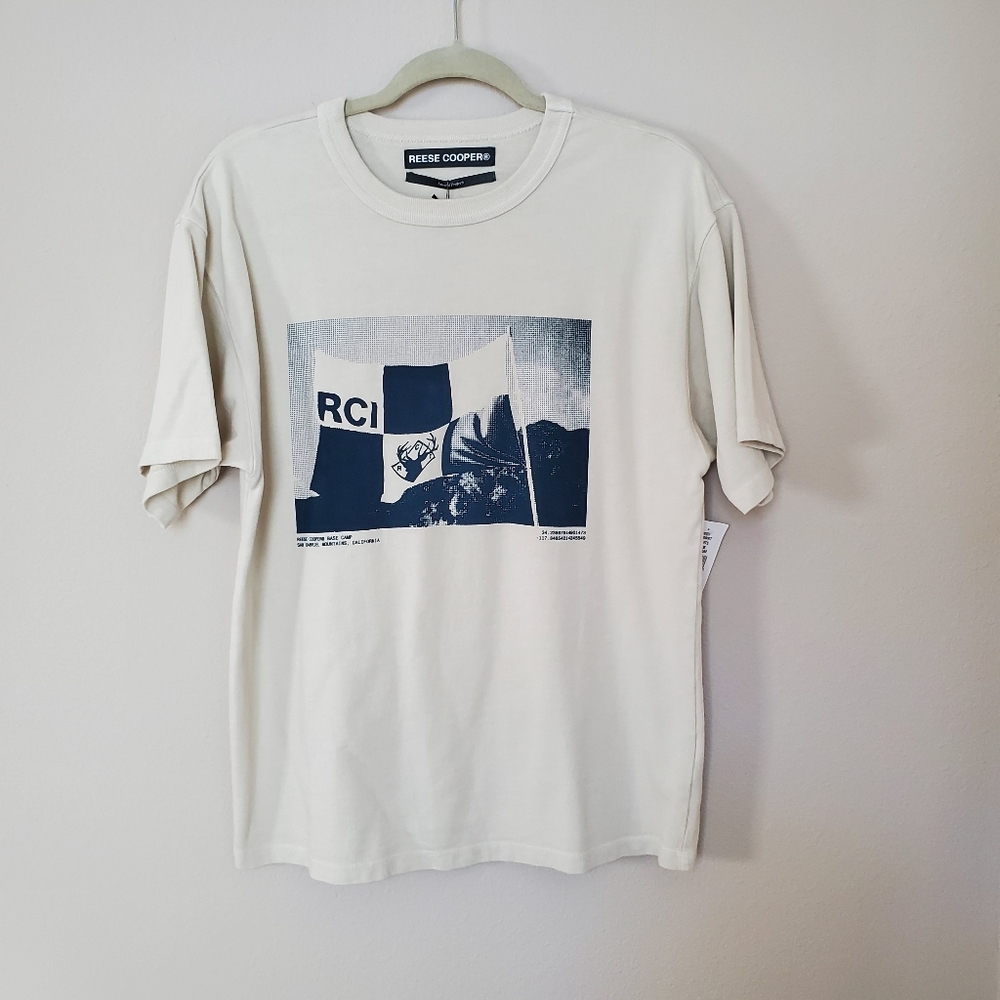 Reese Cooper Cream Graphic T-Shirt Medium NWT